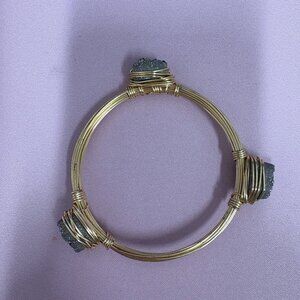 Wire Wrapped Druzy Stone Bangle Bracelet‎